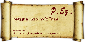 Petyka Szofrónia névjegykártya